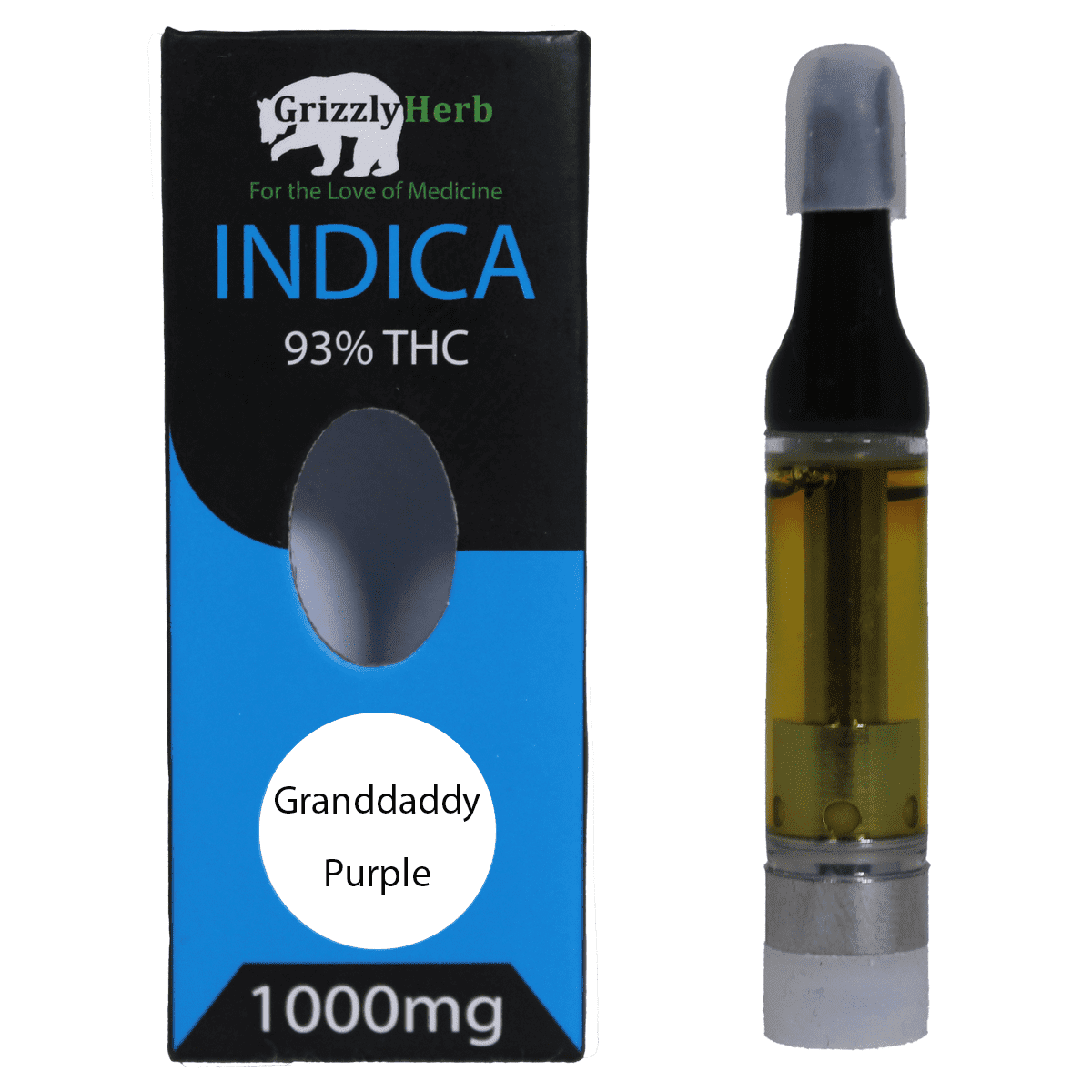 Granddaddy Purple Strain Vape Cartridge - 93% THC 1000mg - Grizzly Herb